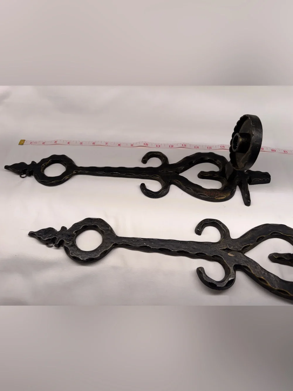 Medieval Vintage Wrought Iron Wall Hooks candle holder - Black Rustic Finish